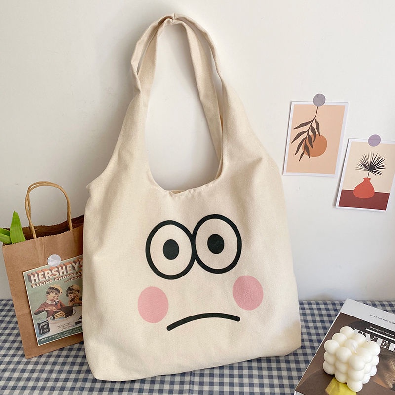 Túi Xách Canvas Họa Tiết Hoạt Hình Phong Cách Hàn Quốc Cho Nữ Sinh