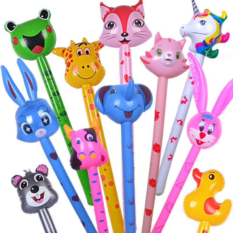 1 Bong Bóng PVC Dài Bơm Hơi Hình Đầu Động Vật Hoạt Hình Trang Trí Tiệc Cho Bé