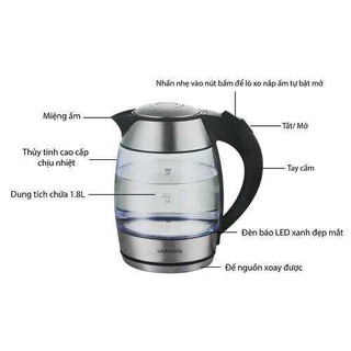Ấm Siêu Tốc Thủy Tinh Lock&Lock EJK418SLV