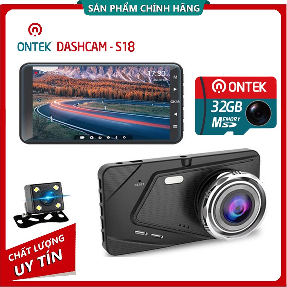 [ CHÍNH HÃNG ] Camera hành trình ô tô trước sau ONTEK S14/ S18 Full HD 1080P, ống kính kép siêu bền Hàng xịn