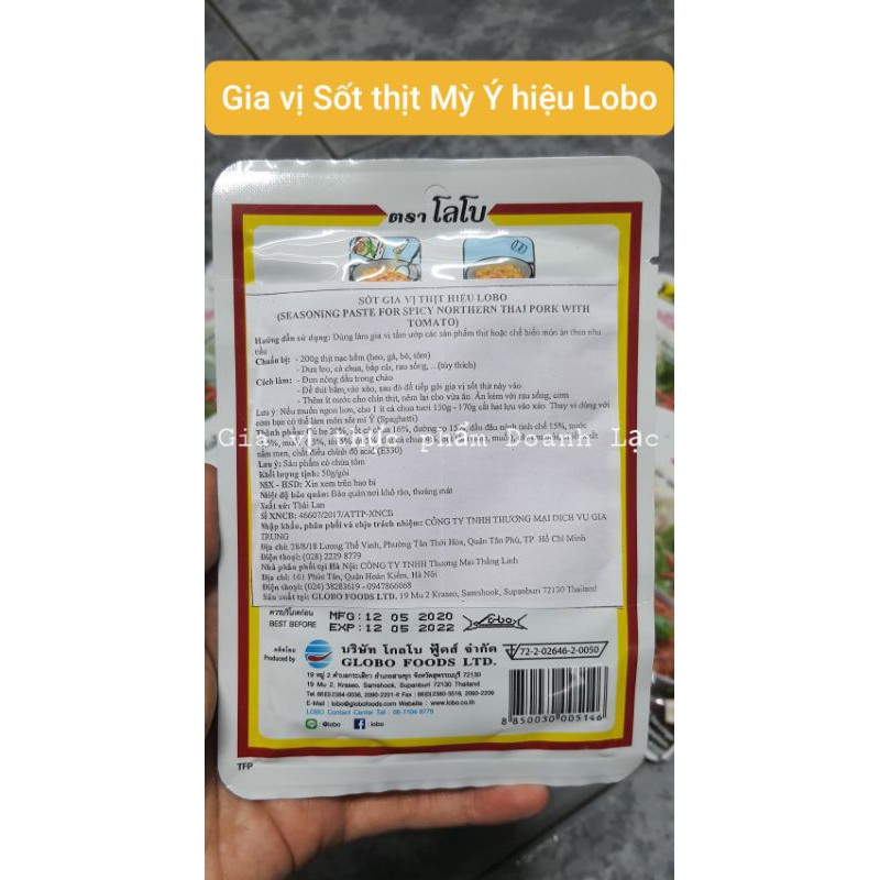 Gói Gia vị sốt mỳ ý Spaghetty / sốt xào thịt bầm Lobo Thái 50gr. Nam Prik Ong. chính hãng