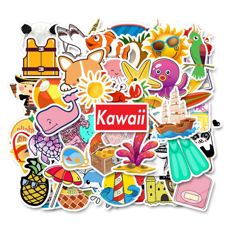 Set 50  Sticker Decal Chống Nước Dễ Thương Dán Nón BH, laptop, vali, xe, sổ tay.... MÃ ST2095