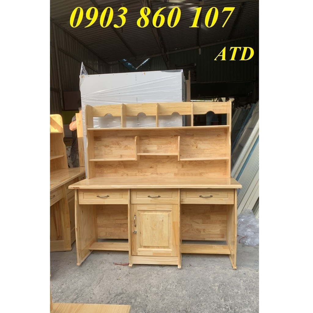 Bàn học sinh gỗ đôi cho 2 bé ngồi học- Bàn học sinh đôi gỗ thông tự nhiên 100% tphcm bình dương