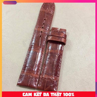 Dây đồng hồ da cá sấu nâu đỏ