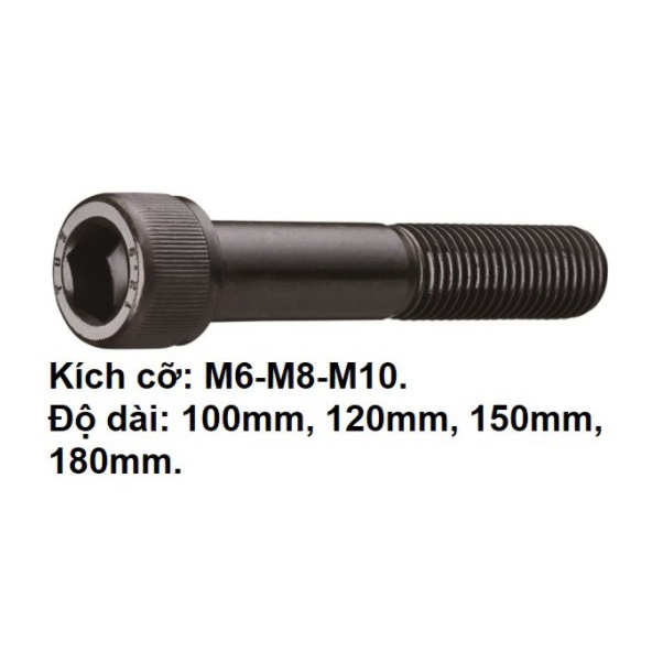 Bộ 10 Bù lon Thép Đen lục giác chìm đầu trụ (M5/6/8 x dài hơn 50mm)