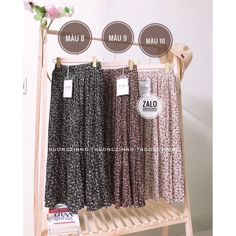 Chân váy hoa xếp li nhỏ Chân váy hoa nhí vintage dáng dài hàng Quảng Châu | BigBuy360 - bigbuy360.vn