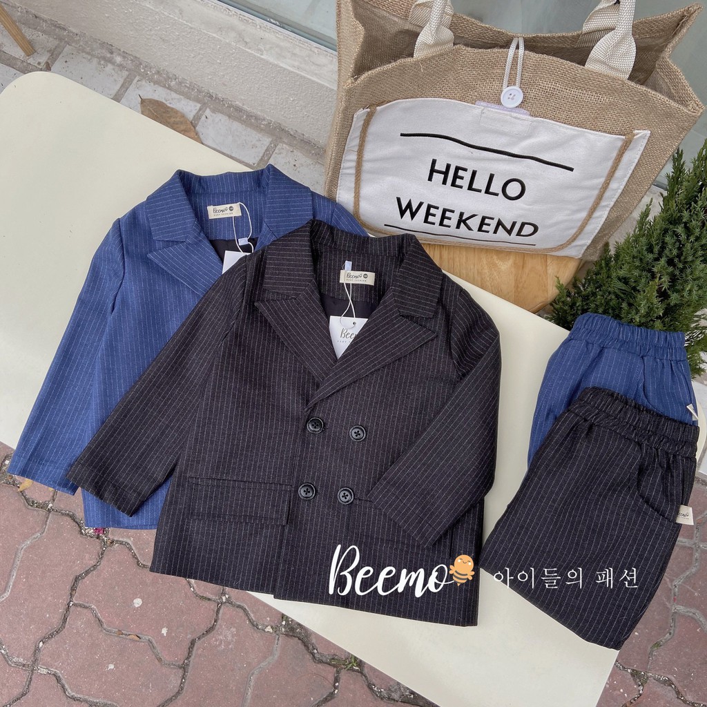 Set Vest cho bé Beemo, chất liệu tếch Hàn, thiết kế cổ Vest 4 khuy sành điệu B037