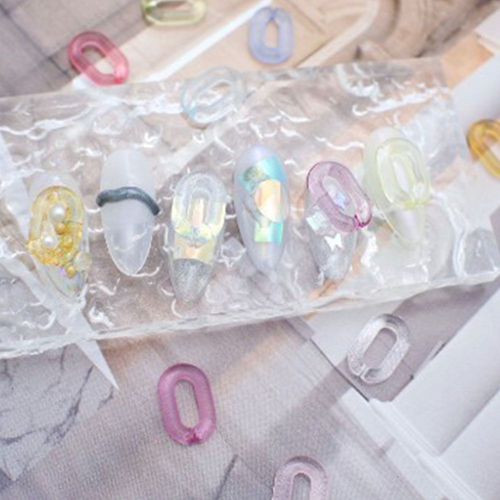 [Hàng mới về] 50 Phụ kiện trang trí móng tay nghệ thuật hình bầu dục 3d nhiều màu dễ thương DIY