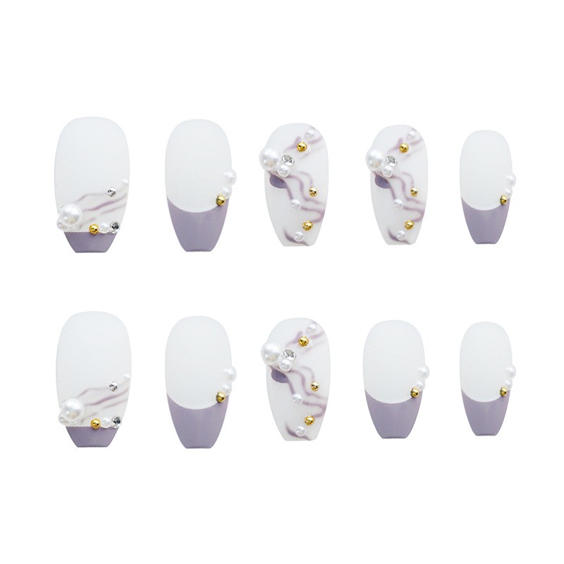 Bộ 24 móng tay giả Nail Nina trang trí Ballet tím mã Z-70【Tặng kèm dụng cụ lắp】