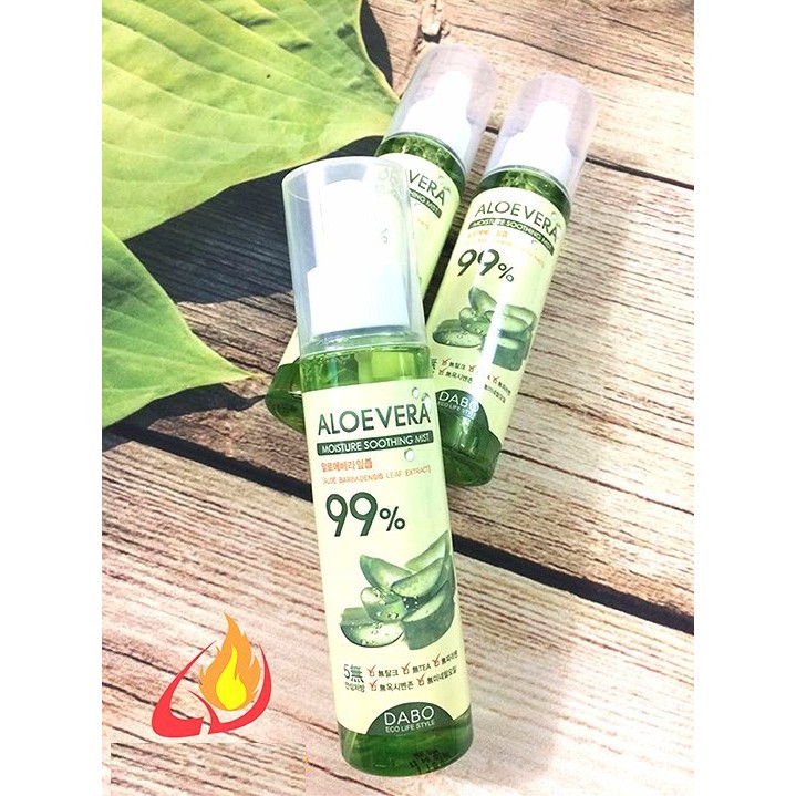 Xịt khoáng DABO ALOEVERA MOISTURE SOOTHING MIST dành cho da mặt hàn quốc tinh chất lô hội dưỡng trắng da, cấp ẩm 150ml.