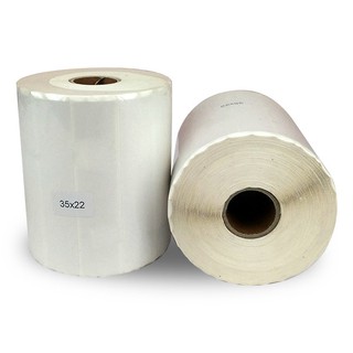 Giấy in Mã Vạch 35 x 22 loại 3 tem 1 hàng ( 1 cuộn 50 mét )