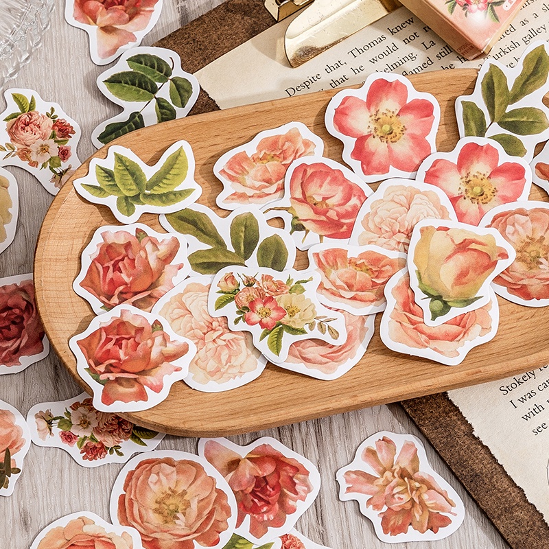 Set 45-46 Miếng Dán Hình Hoa Trang Trí Sổ Tay DIY