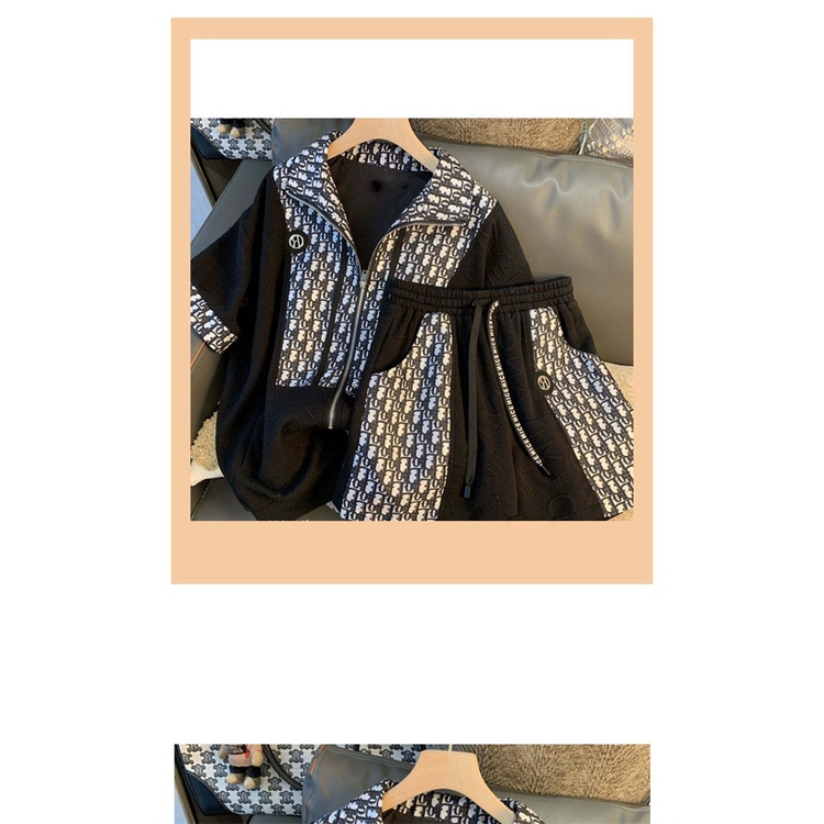 Set đồ thể thao hai món gồm áo tay lửng phối dây kéo và quần short thời trang xuân thu dành cho nữ