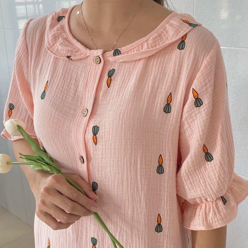 Váy Ngủ Freesize Xô Muslin Mặc Nhà Thoáng Mát Mềm Mịn