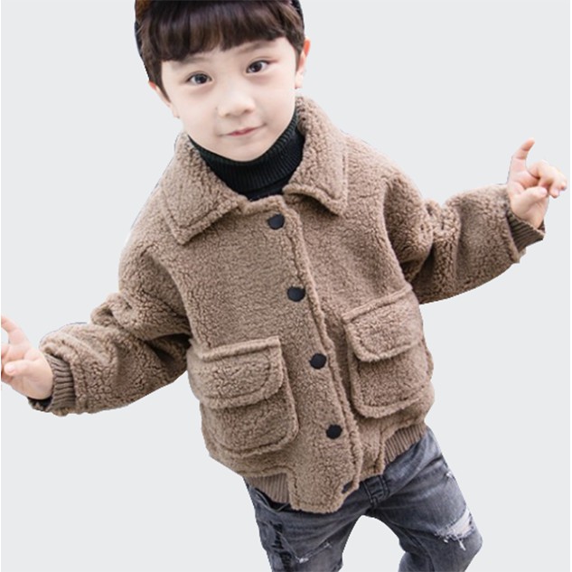 Áo khoác da lộn chữ jeansmth VEMZKIDS cho bé trai