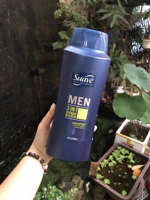 🥀🎋Dầu tắm, gội, xả Nam SUAVE Professionals Men 3 in 1 Shampoo, Conditioner and Body Wash 828ml