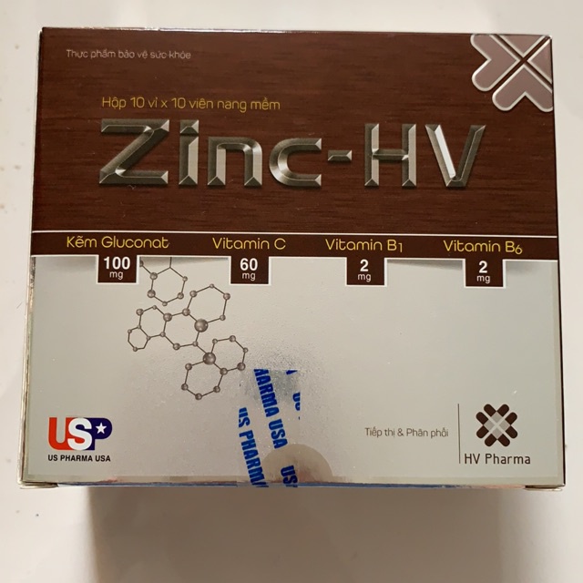 Viên uống bổ sung kẽm Zinc - HV, cho làn da tươi đẹp