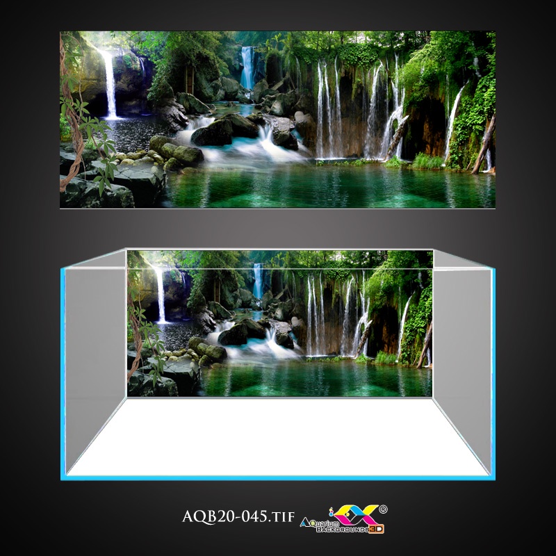 Tranh 3D dán hồ cá - bể cá mẫu thác nước siêu đẹp và nét, có keo sẵn trên bề mặt, đa dạng kích thước (AQB20-045)