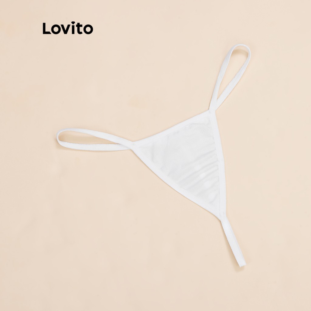 Quần lót Lovito chữ V màu trơn sexy thường ngày L16D225 (Màu đen/trắng)