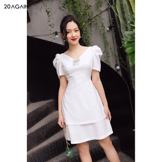 Đầm công sở 92WEAR đính hoa ngực DEA0879