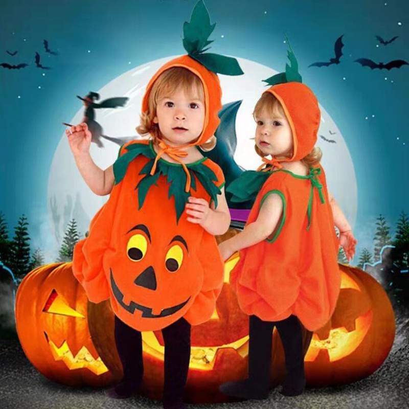 Trang Phục Hóa Trang Halloween Hình Bí Ngô Dễ Thương Cho Bé 2-10 Tuổi