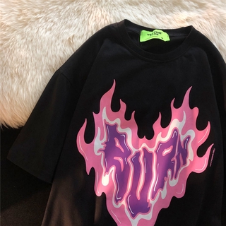 Áo Thun 100% Cotton Tay Ngắn Cổ Tròn In Hình Trái Tim Phong Cách Hàn Quốc Thời Trang Mùa Hè Mới Cho Nữ