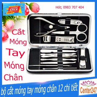 [Rẻ Vô Địch] Bộ Cắt Móng Tay Móng chân Làm Đẹp 12 Món Thép Inox Không Gỉ;center247)