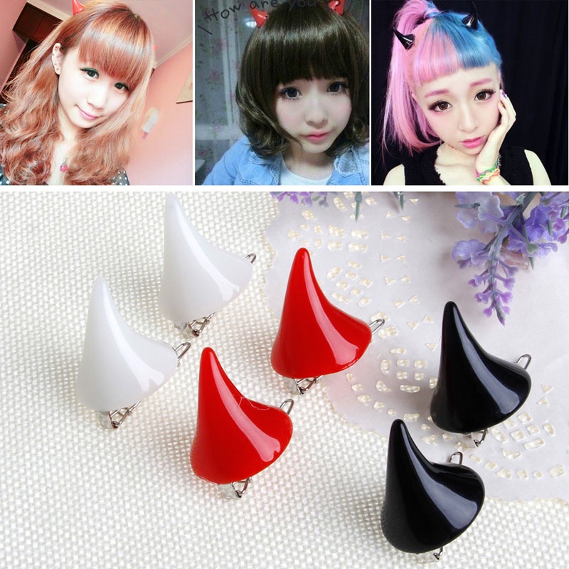 1 Cặp Kẹp Tóc Hóa Trang Halloween Hình Chiếc Sừng