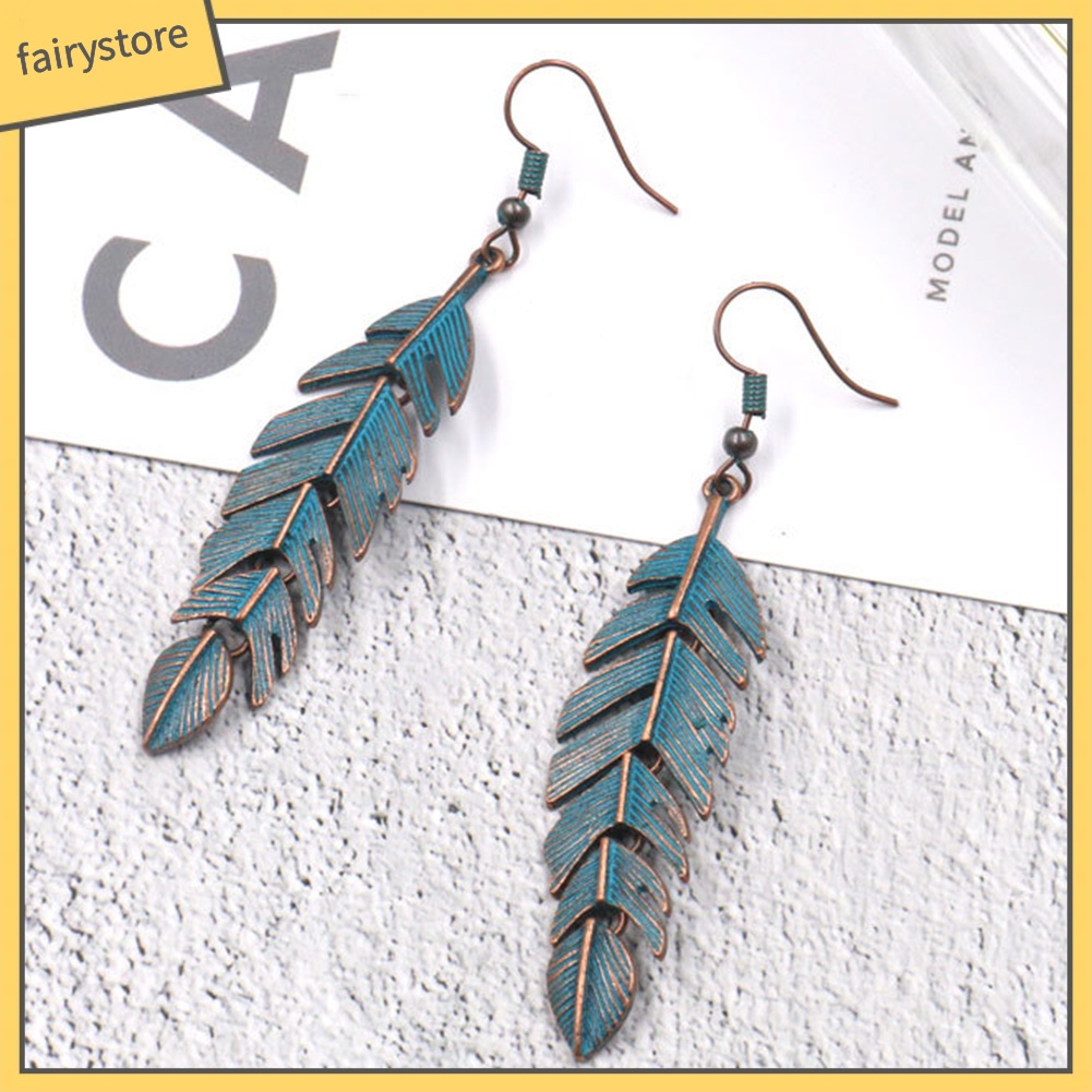 Bông Tai Dáng Dài Hình Chiếc Lá Phong Cách Bohemian Cho Nữ