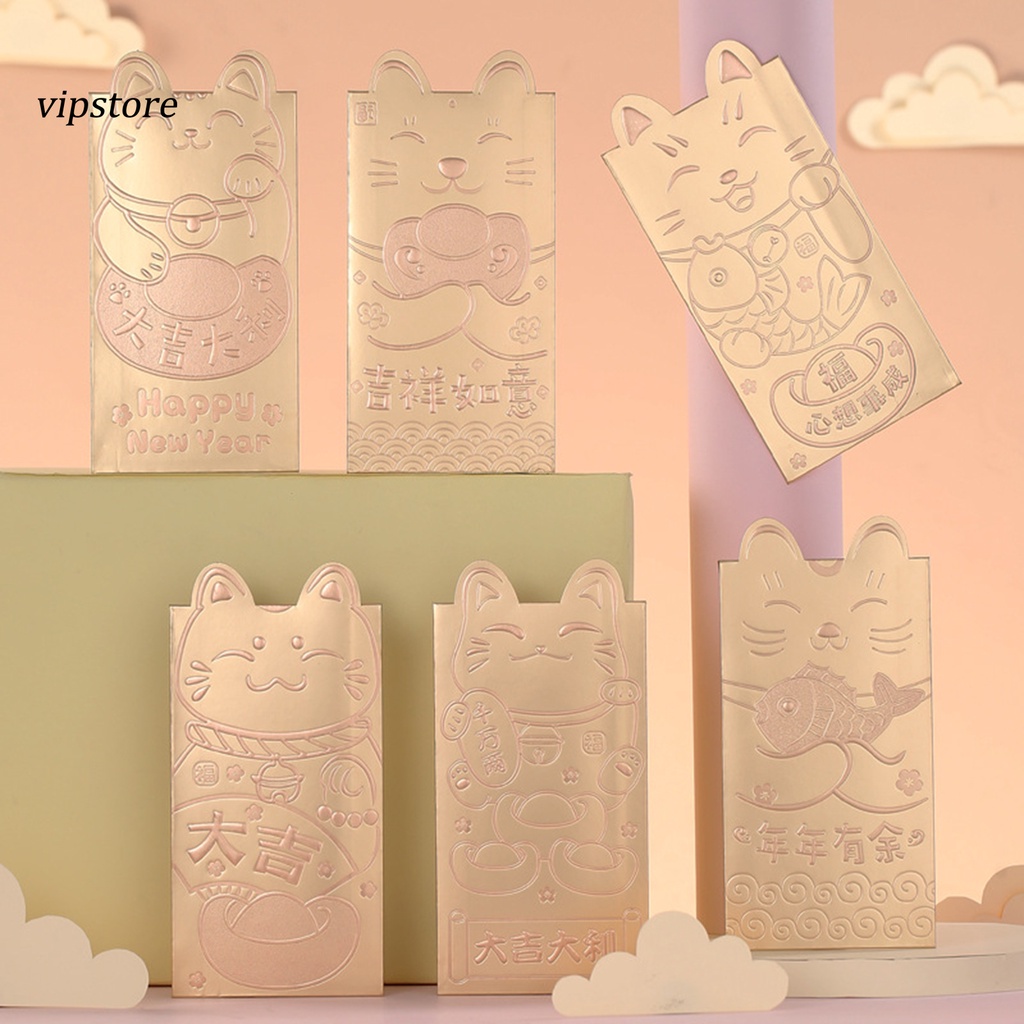 Set 3 bao lì xì hình mèo phong cách Trung Hoa cho năm mới - Lana Queen