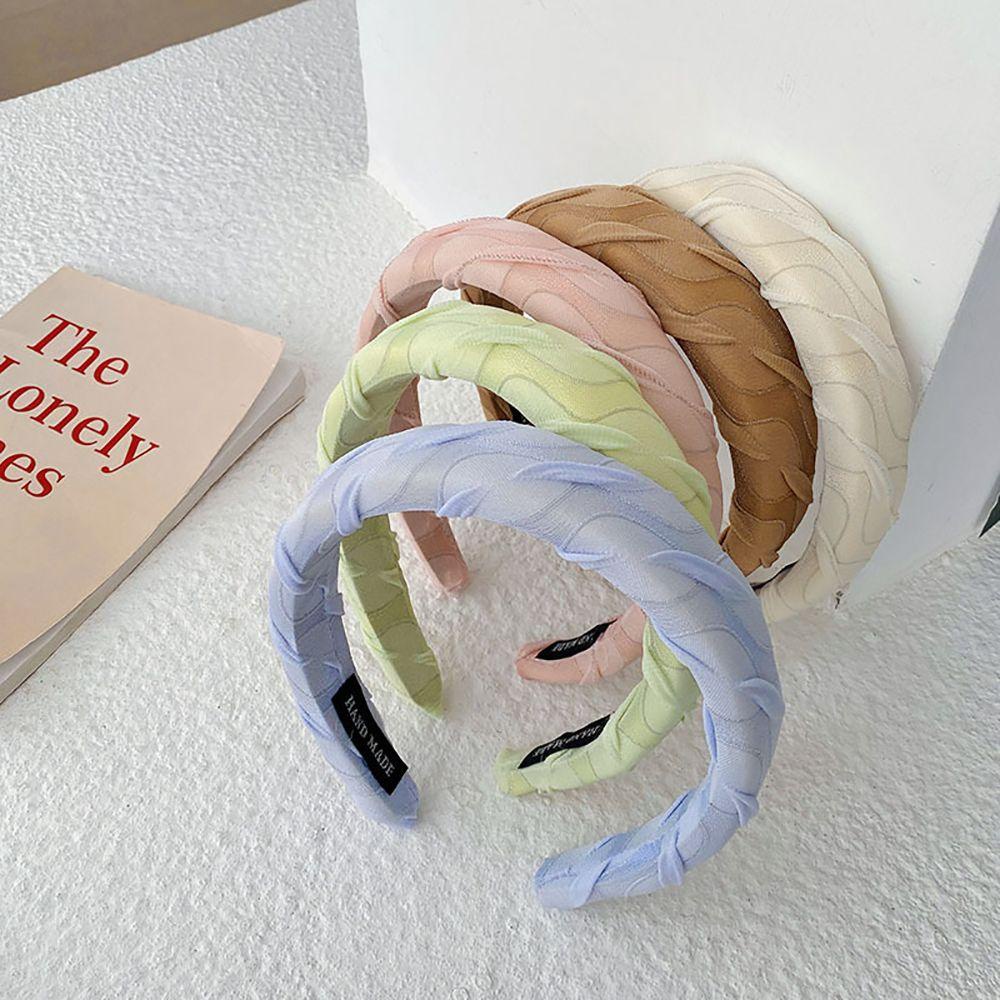 Băng Đô Cài Tóc Bằng Satin Viền Rộng Họa Tiết Kẻ Sọc Màu Sắc Ngọt Ngào Xinh Xắn Cho Nữ