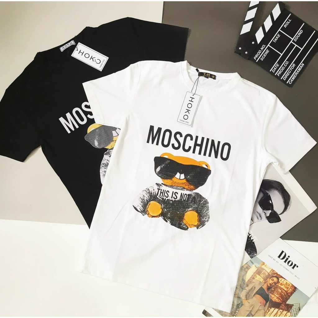 ÁO THUN NAM CỔ TRÒN IN GẤU MOSCHINO - THUN COTTON CTTN