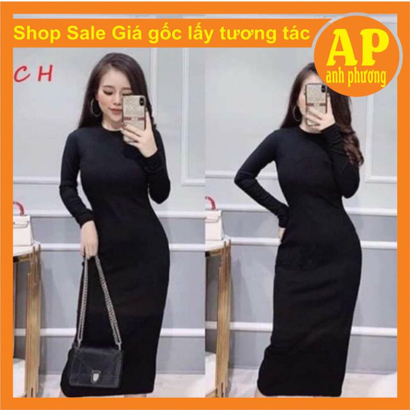 (RẺ VÔ ĐỊCH) Váy body len tăm dài tay cổ tròn có ảnh thật sp | BigBuy360 - bigbuy360.vn