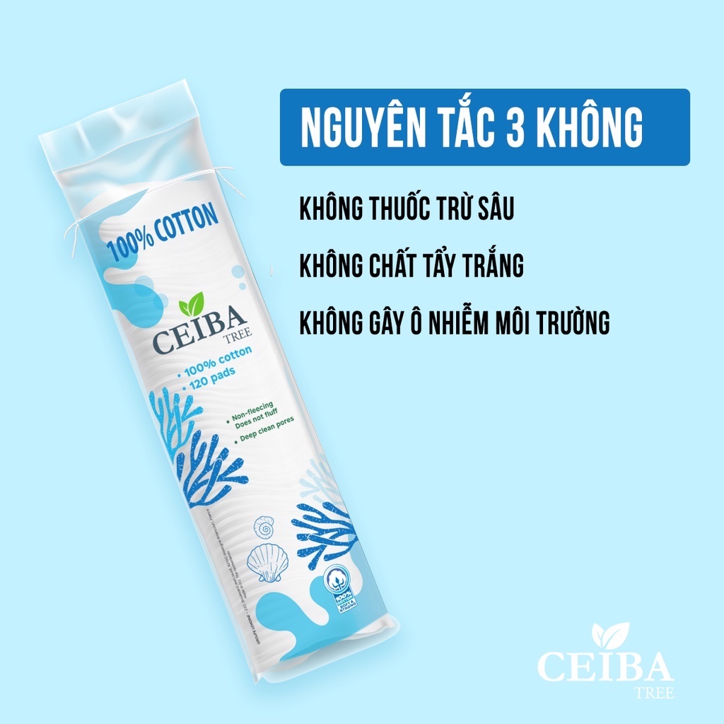 Bông Tẩy Trang Ceiba 100% Cotton Siêu Tiết Kiệm Dung Dịch 80 miếng