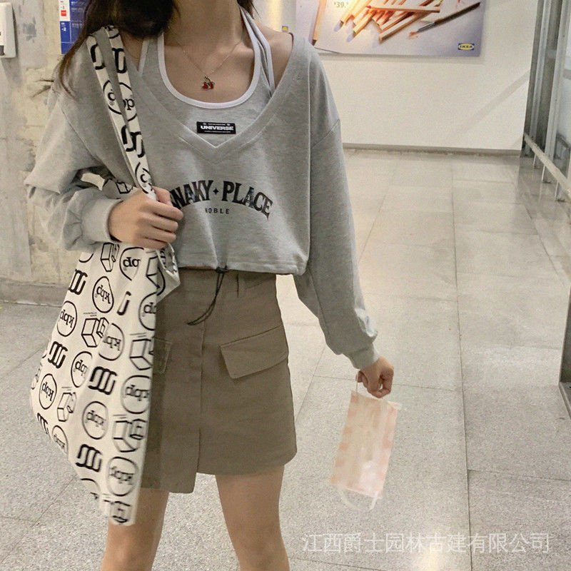 Áo len ngắn tay dài mỏng mùa thu + áo vest