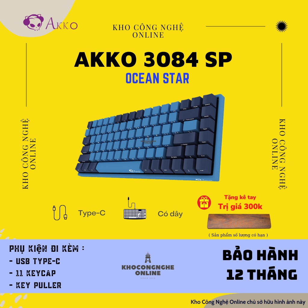 [Mã 33ELSALE hoàn 7% đơn 300K] Bàn phím cơ AKKO 3084 SP Ocean Star (Cherry switch)