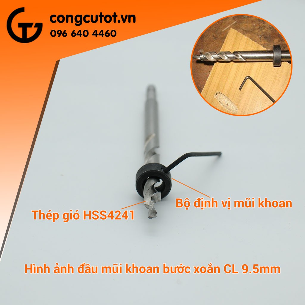 Mũi khoan 2 tầng trụ xoắn trắng chuôi lục 9.5mm