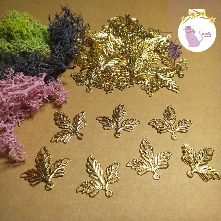 Lá kép màu gold dùng trang trí resin, trâm cài tóc handmade