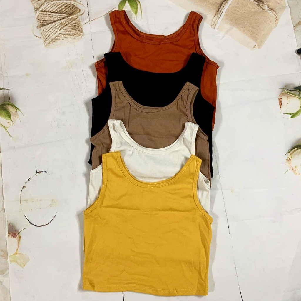 Áo ba lỗ nữ croptop siêu xinh dáng áo 3 lỗ ôm chất borip cotton dày mịn co dãn tốt, áo freesize - AT22-25