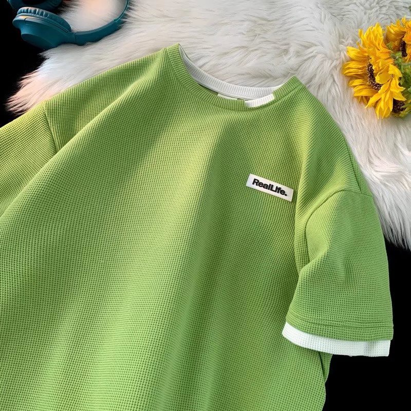 Áo Thun Ngắn Tay Cổ Tròn Dáng Rộng Phong Cách Đường Phố Harajuku Thời Trang Mùa Hè Cho Nam 4 Màu M-3XL