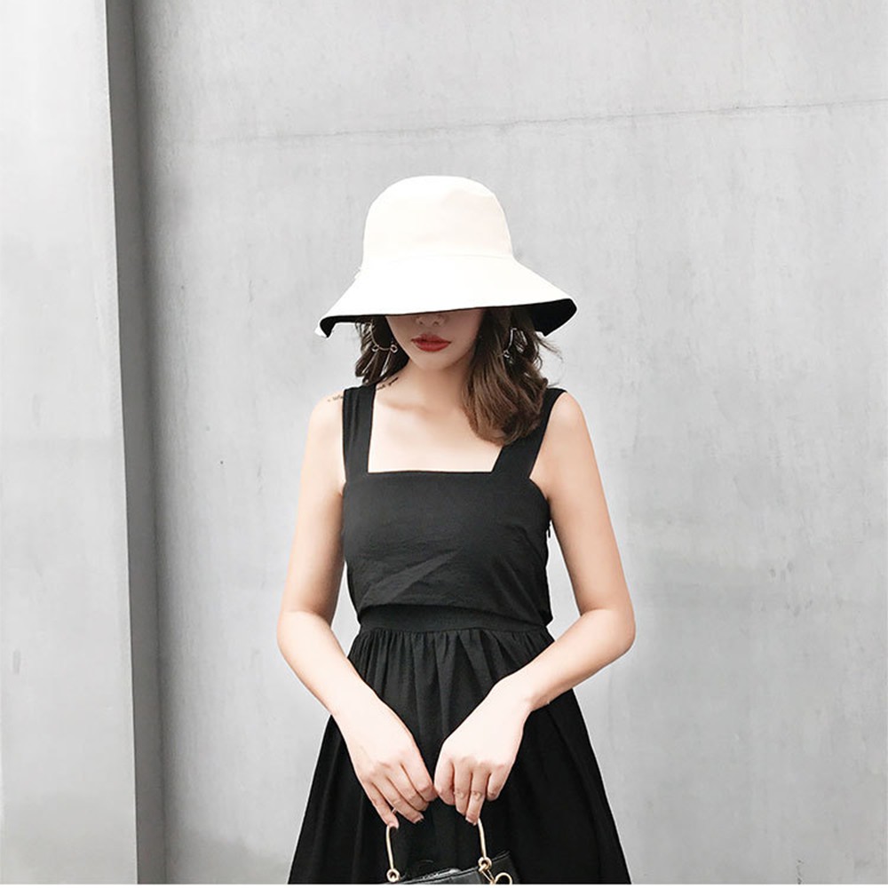 Nón 2 mặt 2 màu mũ ngư dân Hàn Quốc - Chống tia cực tím UV - Mũ vành rộng che mặt đen tím vàng xanh cam trắng