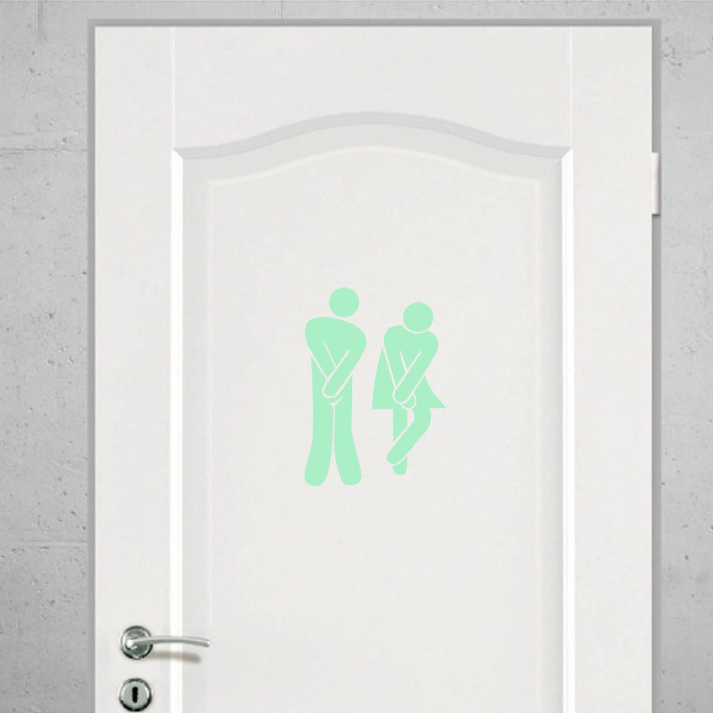 WMES1 DIY Wall Sticker Funny Washroom Door Sign Toilet Sticker Creative Bathroom Home Decor Fluorescent Glow In The Dark Decoration Indicator Label