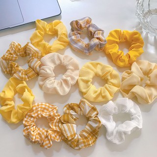 Buộc tóc vải, Dây Cột Tóc Scrunchies Tone Vàng Dễ Thương
