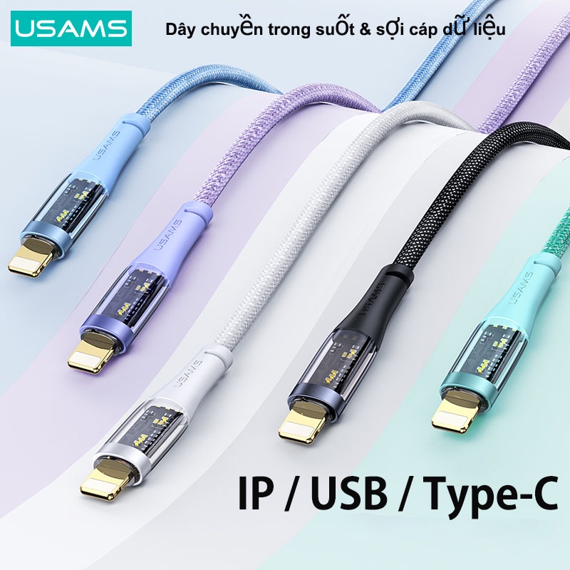 USAMS 100W 1.2M  Dây Cáp Sạc Nhanh USB Type C  Cho Notebook / Điện Thoại / Máy Tính Bảng