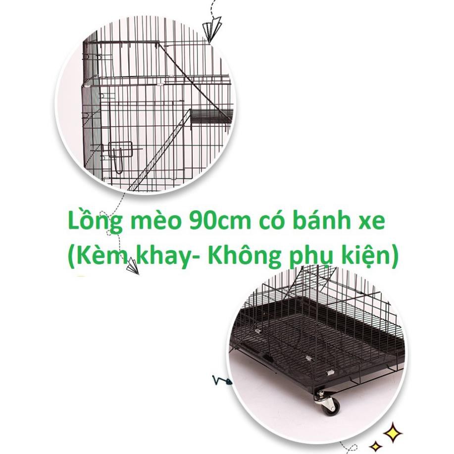 Chuồng mèo 3 tầng to đẹp giá rẻ bằng sắt, thép sơn tĩnh điện có khay nhựa nhiều màu nuôi 2 con cao 90cm, size S