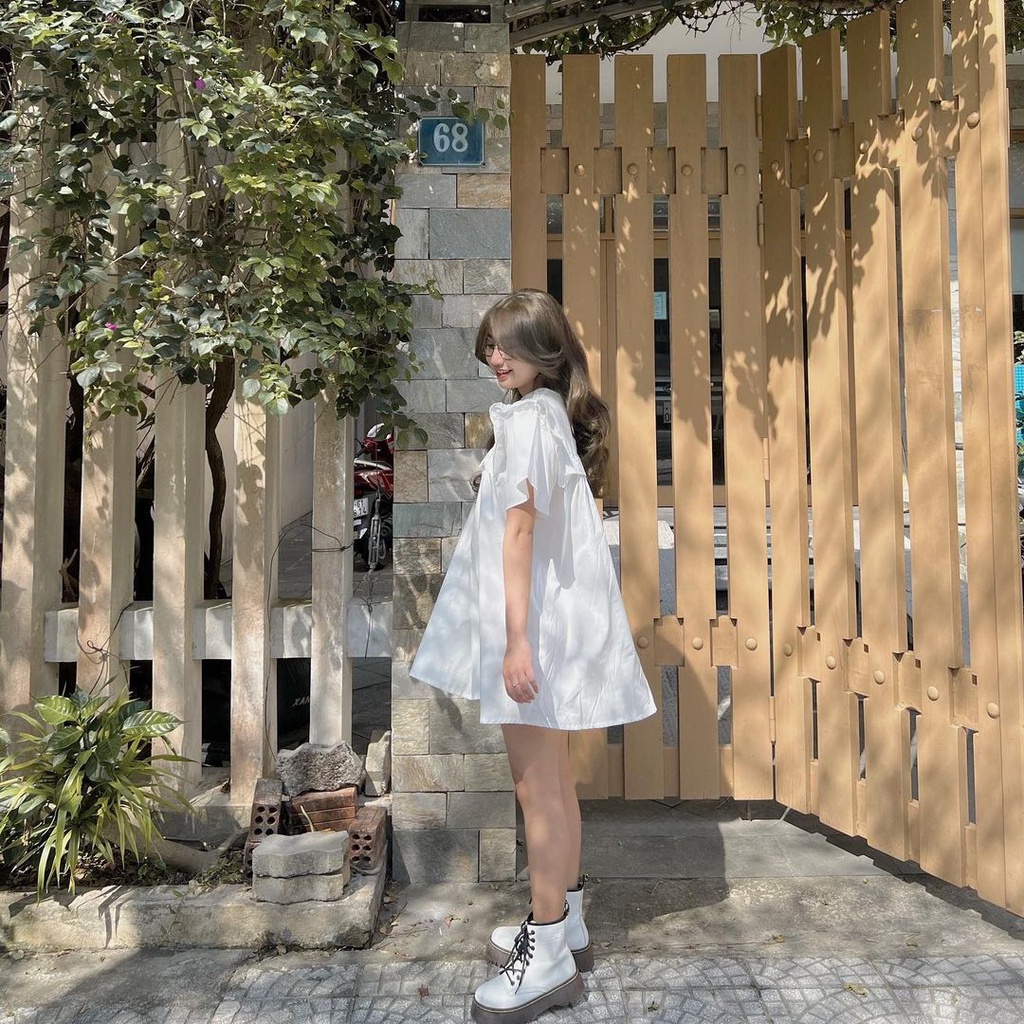 [VIDEO/ ẢNH THẬT] Áo Váy Babydoll Xếp Ly Ngực Tay Cánh Tiên Màu Trắng | BigBuy360 - bigbuy360.vn