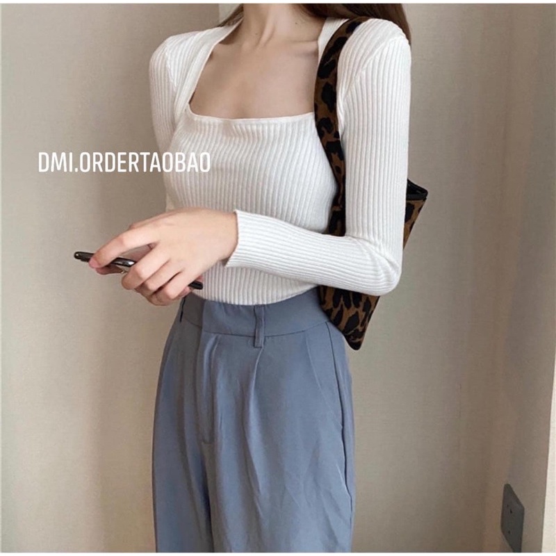 ÁO LEN BODY CỔ VUÔNG SIÊU XINH | BigBuy360 - bigbuy360.vn