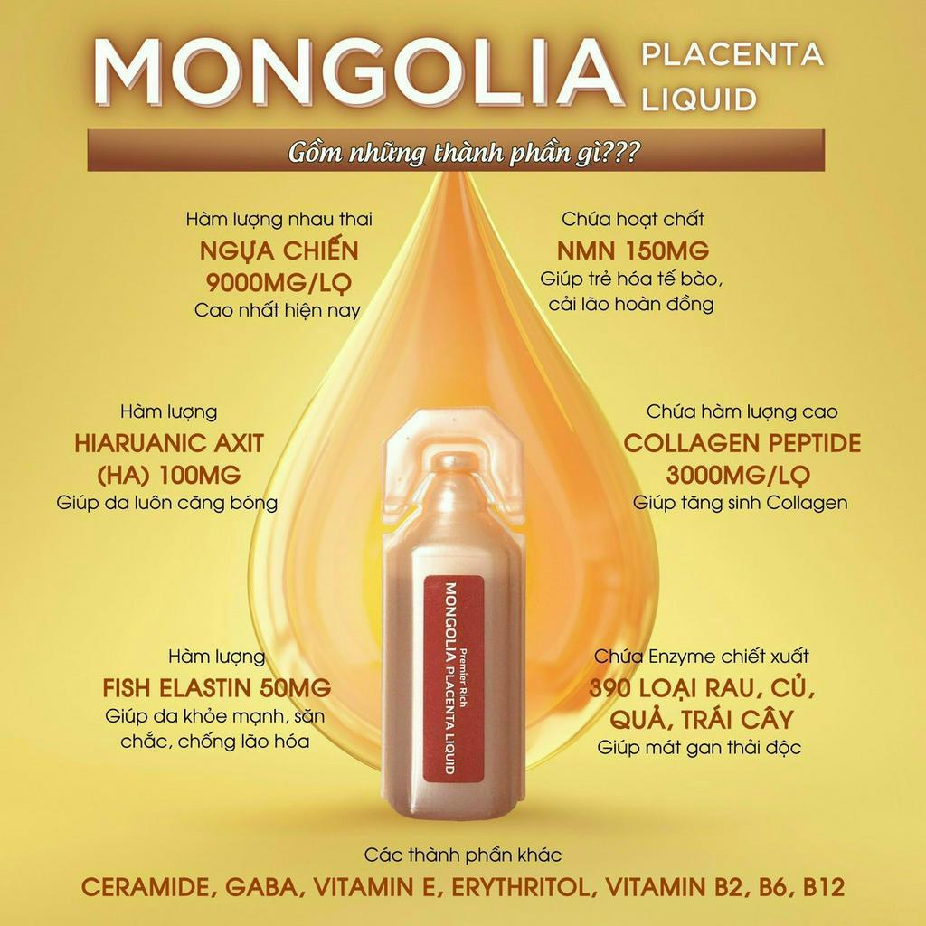 Nước uống nhau thai ngựa Mongolia Placenta Liquid trắng da