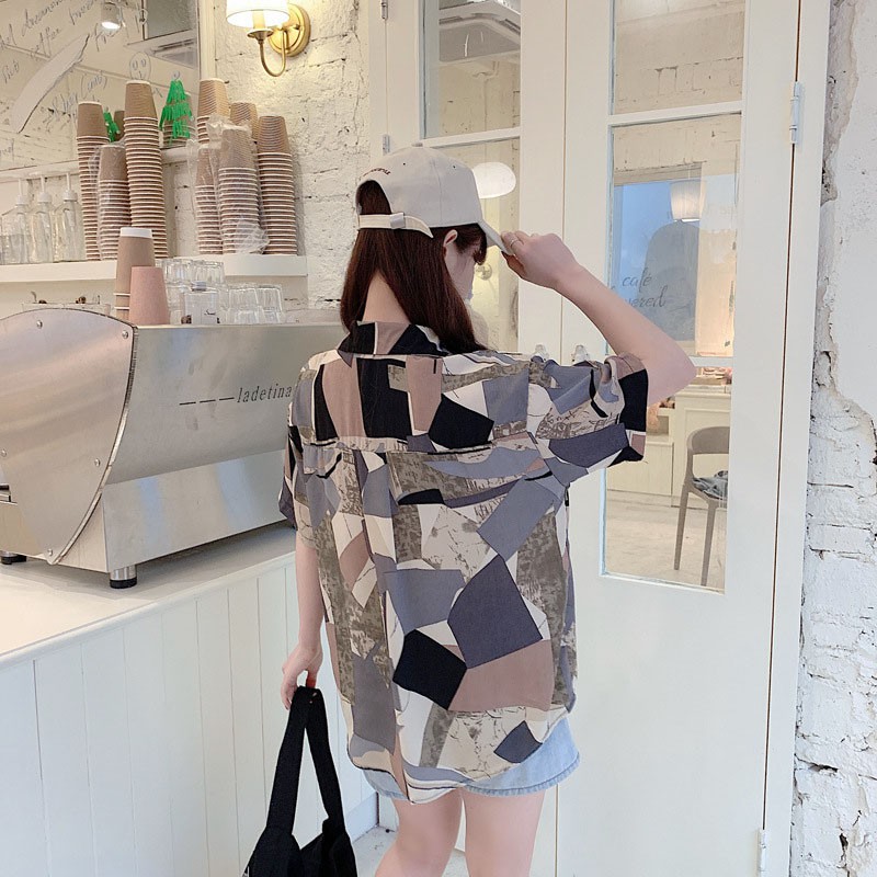 Áo Kiểu Tay Ngắn In Họa Tiết Phong Cách Retro Ngọt Ngào Cho Nữ