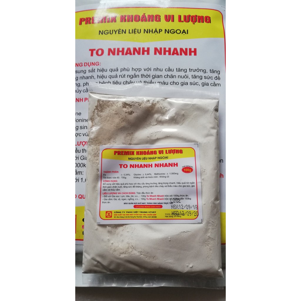 1 gói 1kg Premix Khoáng Vi Lượng nguyên liệu nhập ngoại TO NHANH NHANH dùng cho gia súc gia cầm, chó mèo ( 10 trong 1)